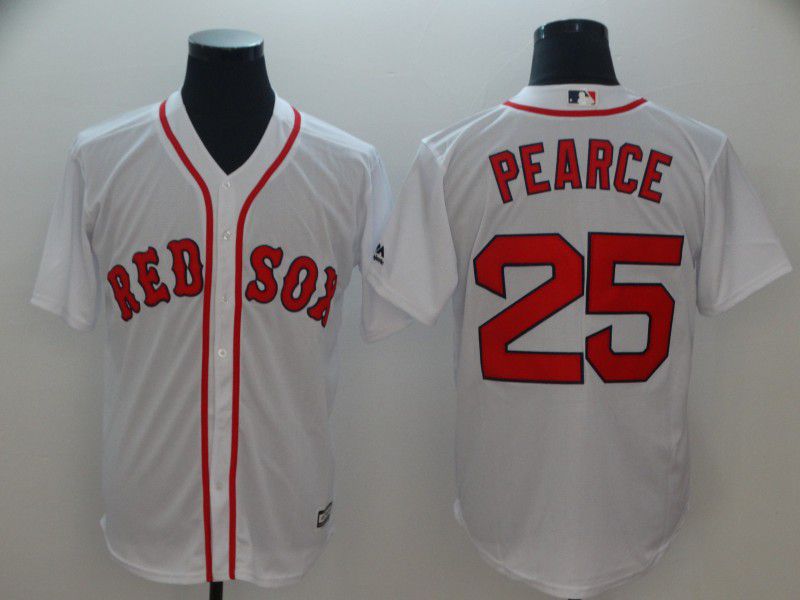 Men Boston Red Sox 25 Pearce White Game MLB Jerseys